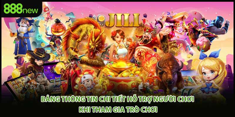 Bảng thông tin chi tiết hỗ trợ người chơi khi tham gia trò chơi