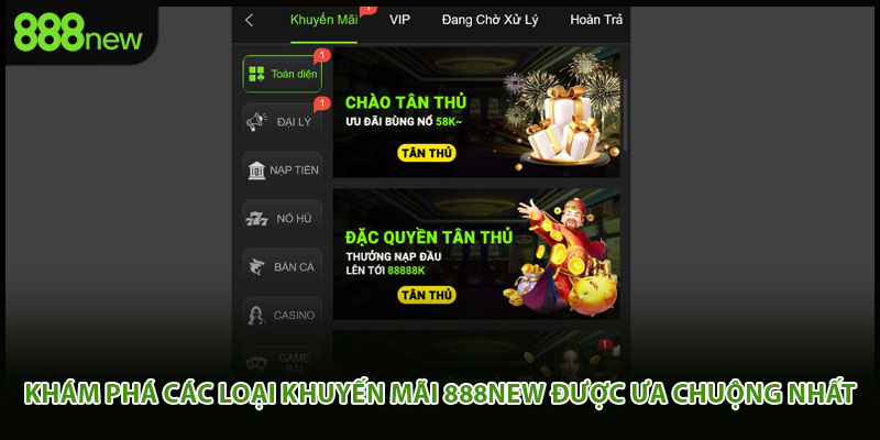 Khám phá các loại khuyến mãi 888new được ưa chuộng nhất